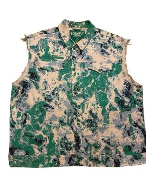 Born Fly denim sleeveless vest side pockets size 6x